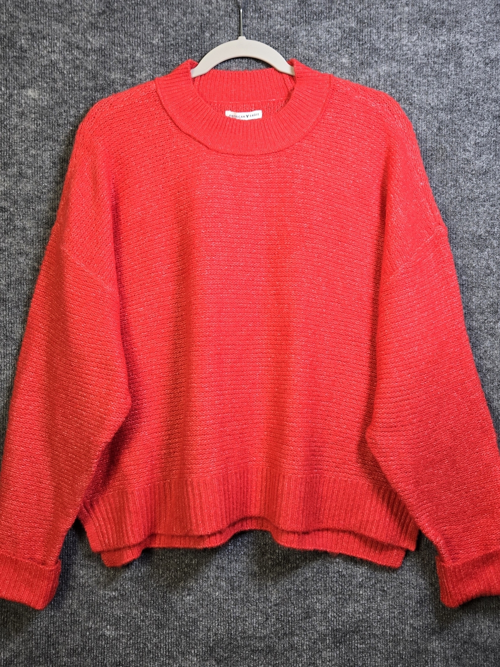 American Eagle Sweater Womens L Orange Fuzzy Drop Sleeve Oversized New